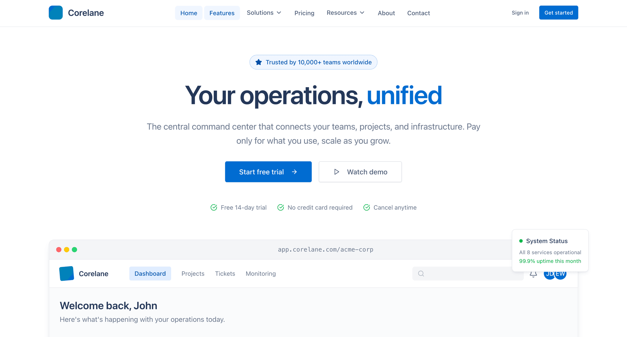 Corelane product screenshot
